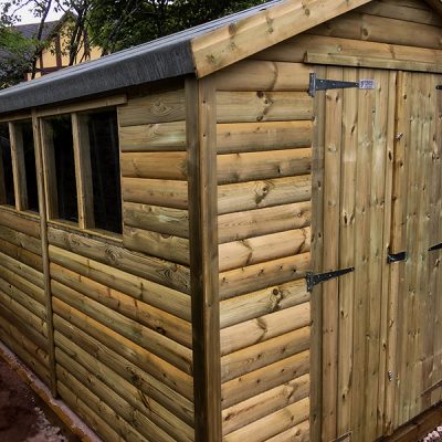 Large Apex shed with double doors