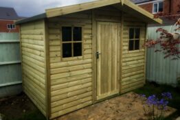 Cabin Super with Apex roof built and installed in Stafford by Viking Garden Buildings