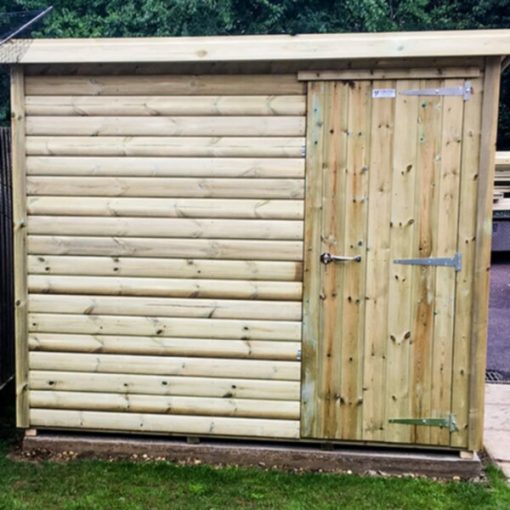 Pent Super shed with no windows and door on the right - custom built and then installed in Stafford by Viking Garden Buildings