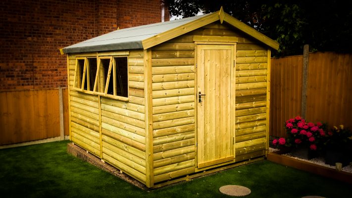 Apex Garden Shed with opening windows manufactured and installed by Viking Garden Buildings in Stafford